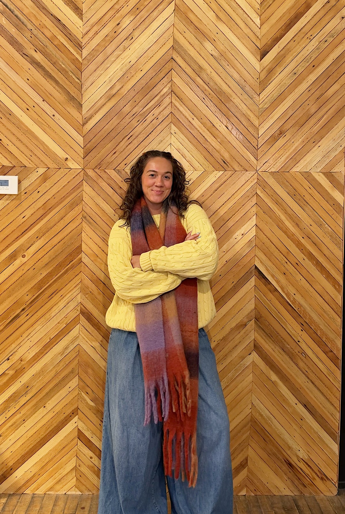 Plaid Blanket Scarf-Red